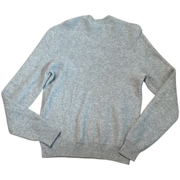 Bloomingdale's Gray Herringbone 100% Cashmere Super Soft Men's Sweater Size M - Picture 2 of 5